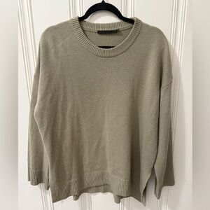 Jenni Kayne Cashmere Side Slit Pullover Sweater Beige Large Woman’s